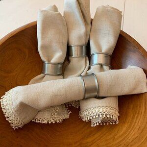 Vintage Pewter Set of 4 Napkin Rings with Patina